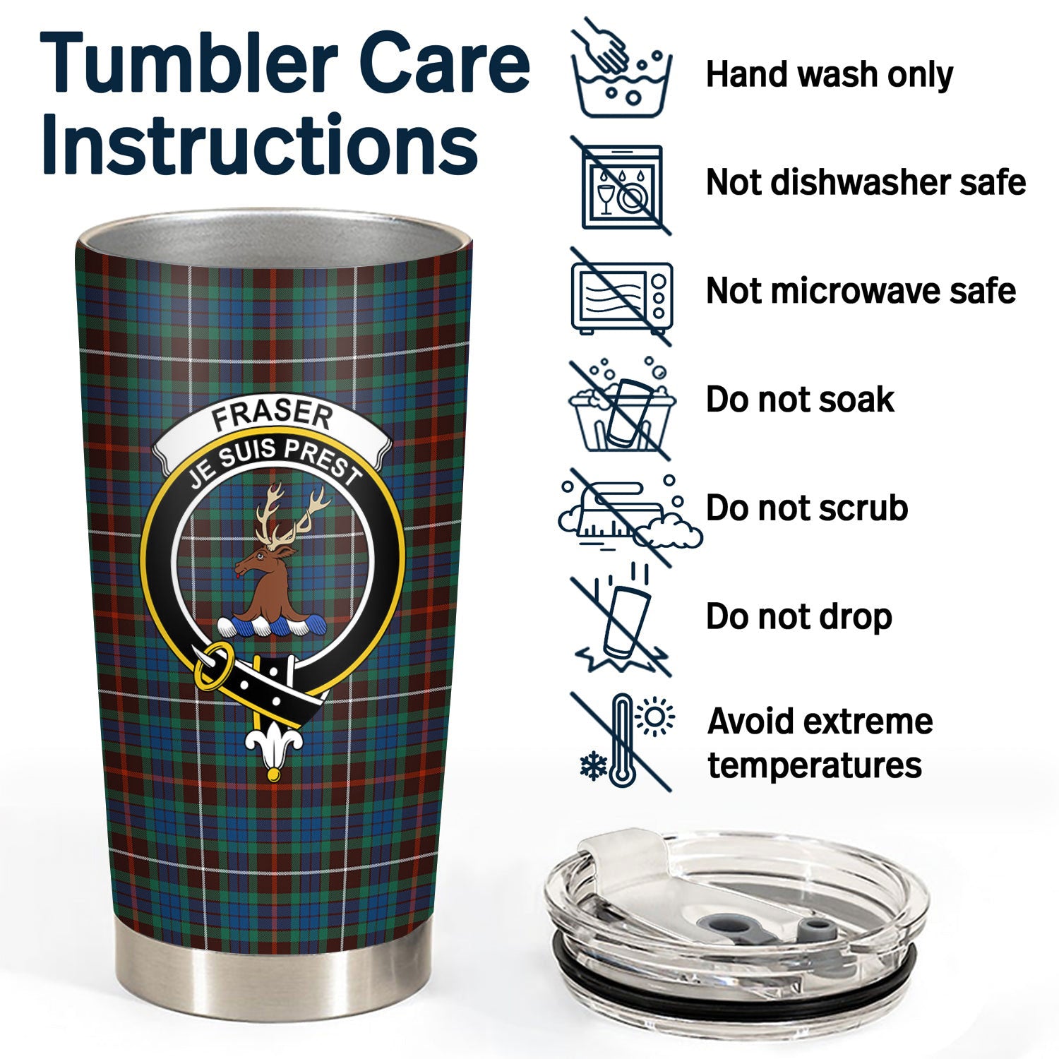 Fraser (of Lovat) Hunting Ancient Tartan Crest Tumbler