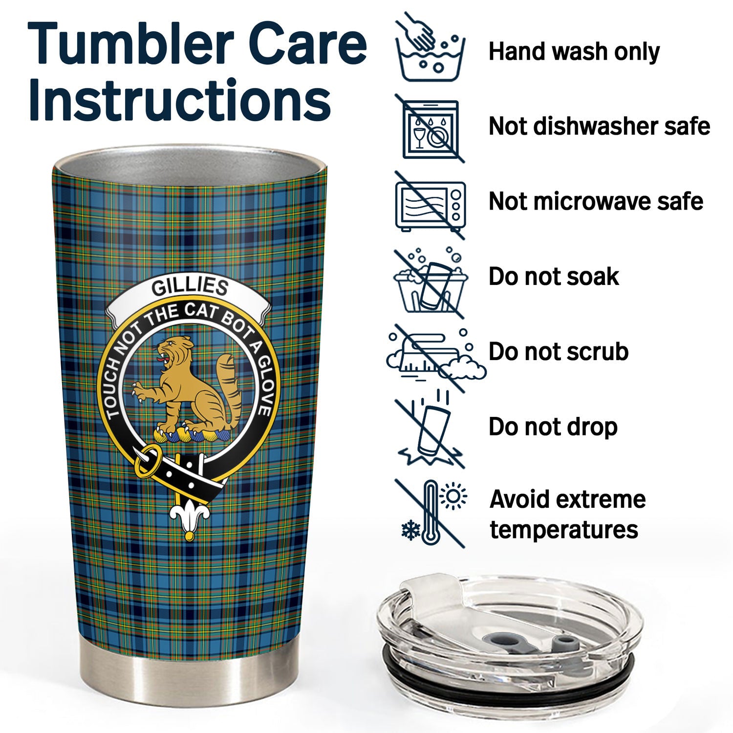 Gillies Ancient Tartan Crest Tumbler