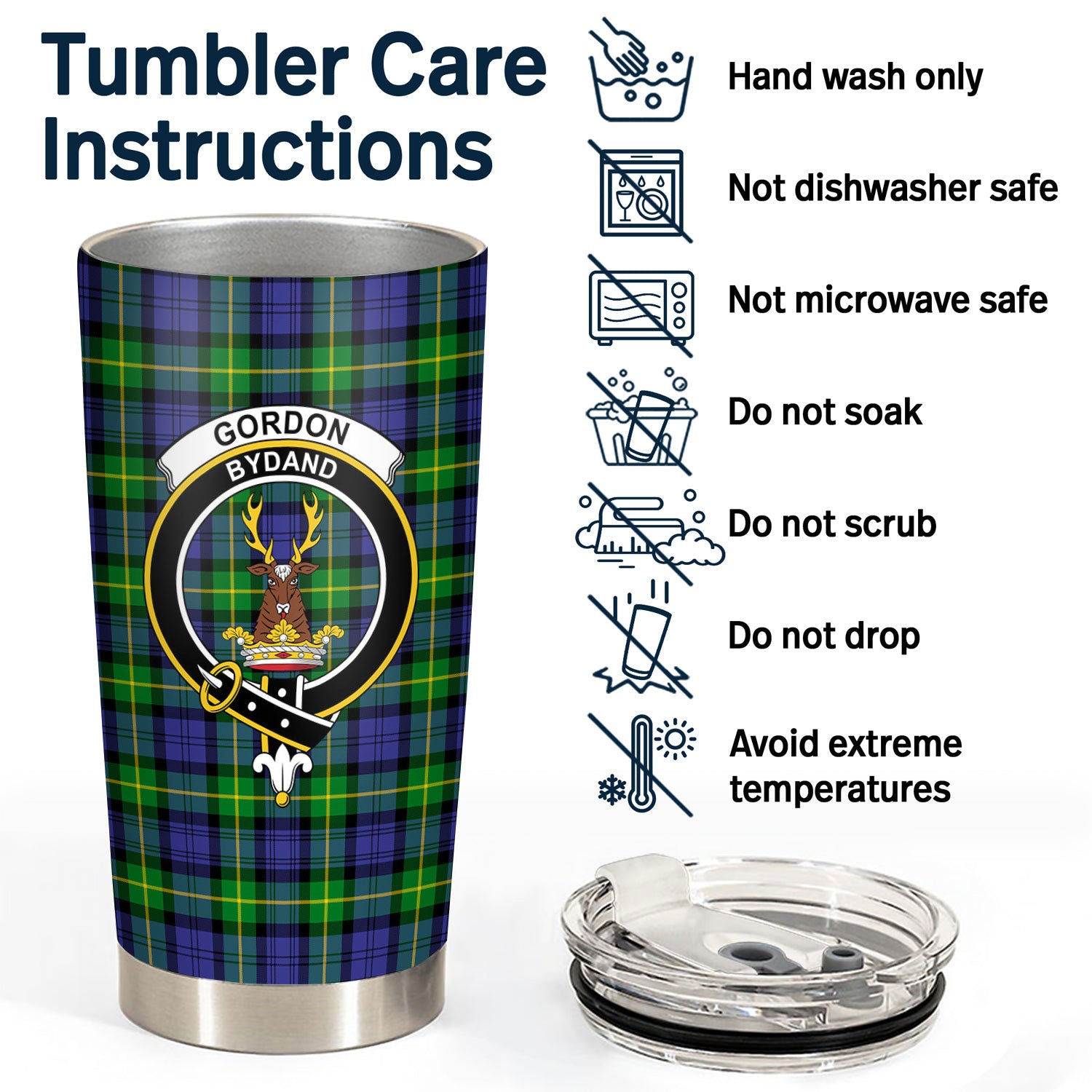 Gordon Modern Tartan Crest Tumbler