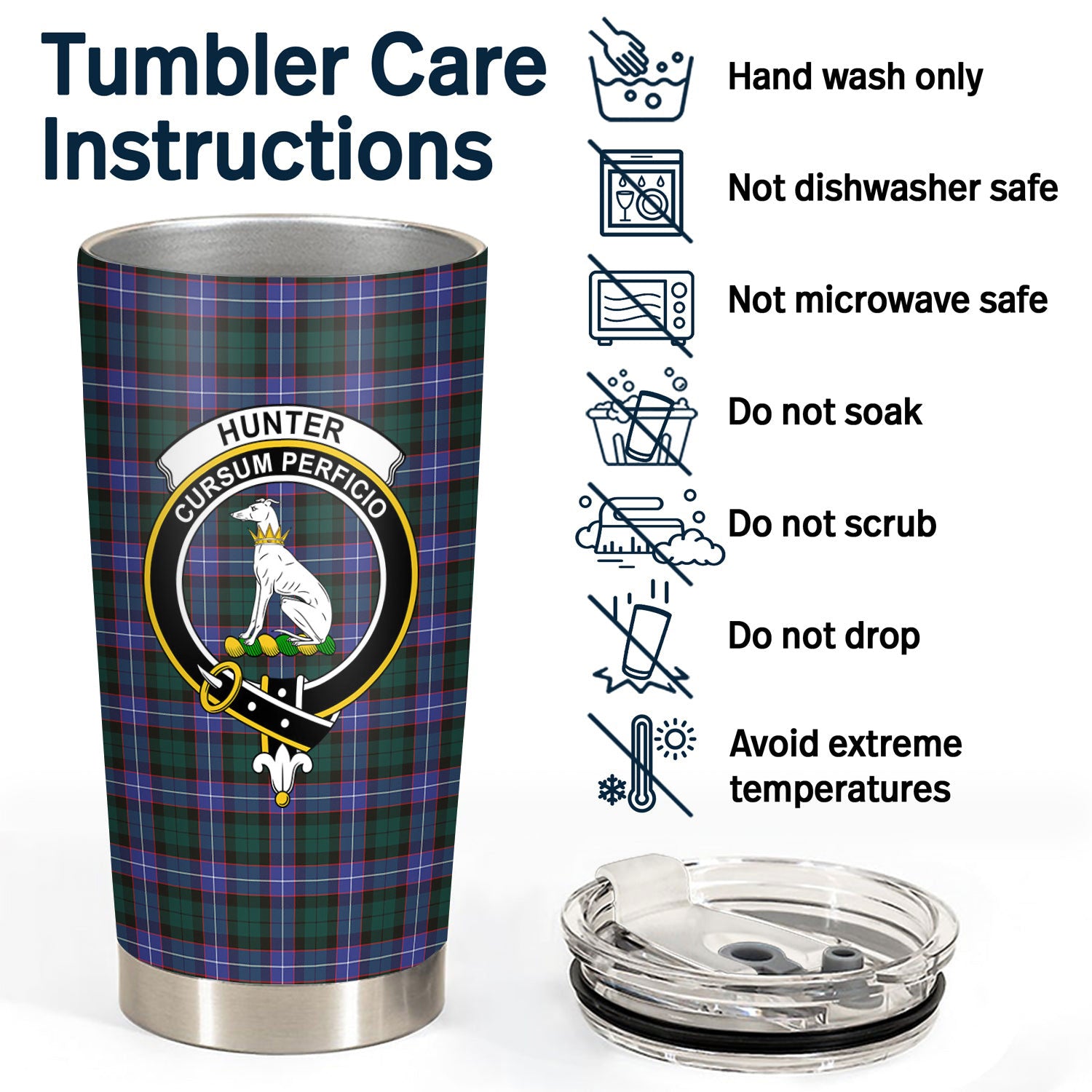 Hunter Modern Tartan Crest Tumbler