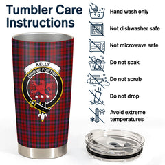 Kelly of Sleat Red Tartan Crest Tumbler