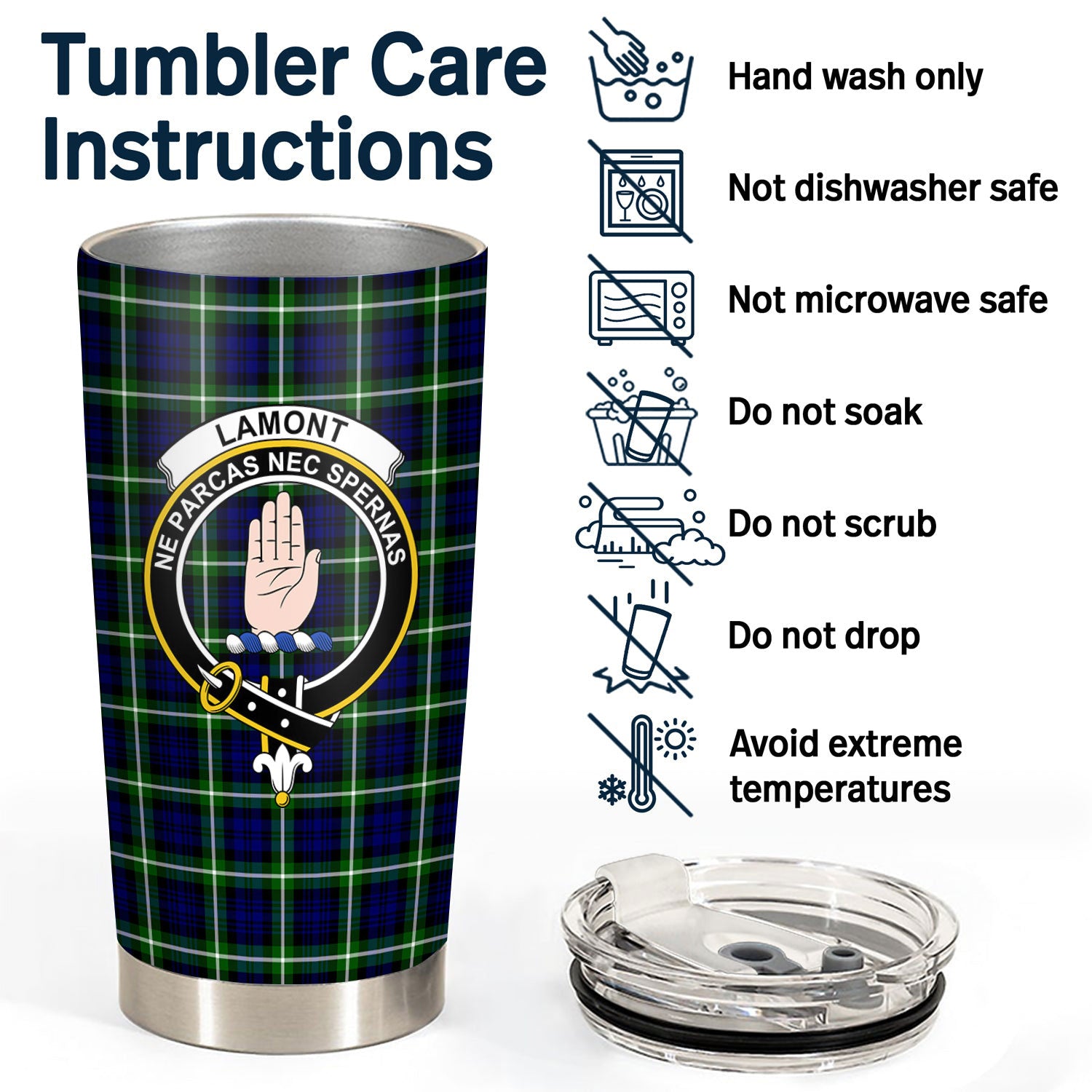 Lamont Modern Tartan Crest Tumbler