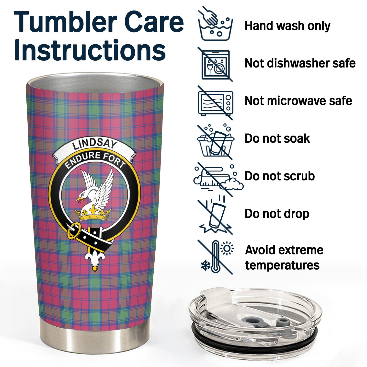 Lindsay Ancient Tartan Crest Tumbler