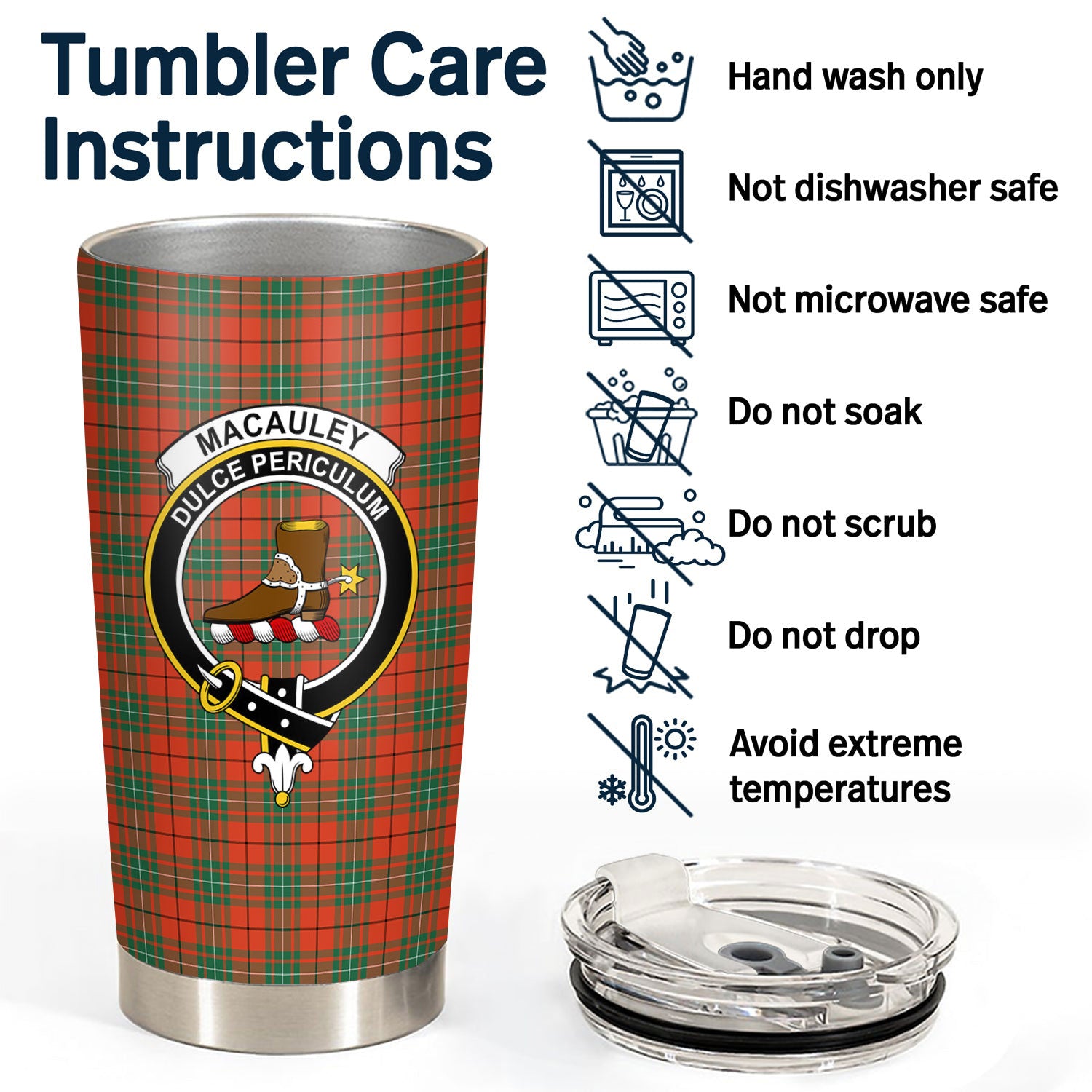 MacAuley Ancient Tartan Crest Tumbler