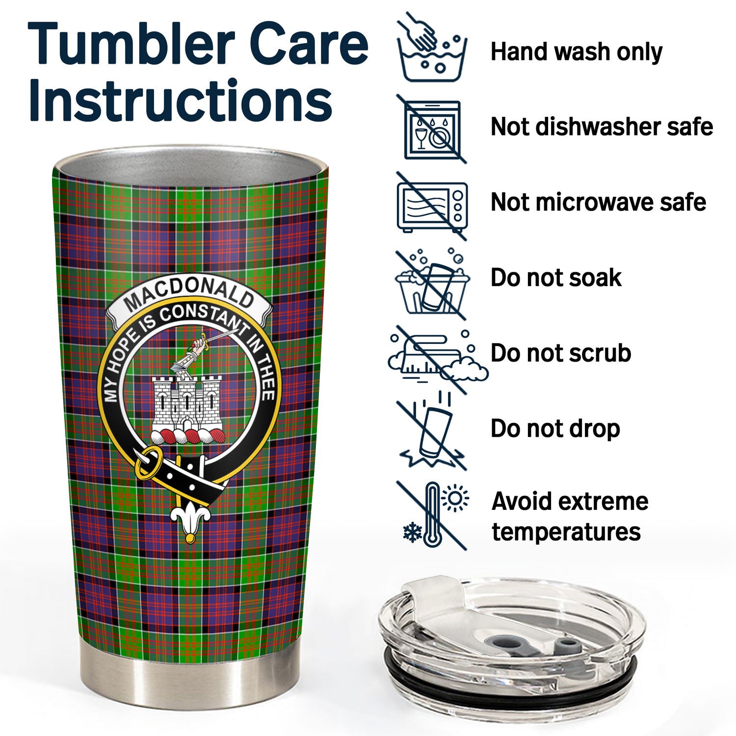 MacDonald (Clan Ranald) Tartan Crest Tumbler