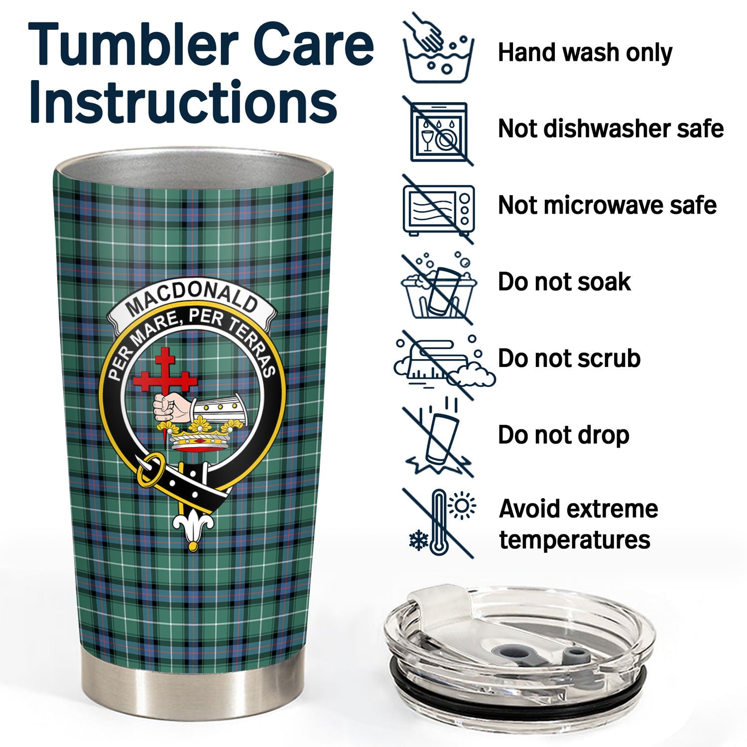 MacDonald of the Isles Hunting Ancient Tartan Crest Tumbler