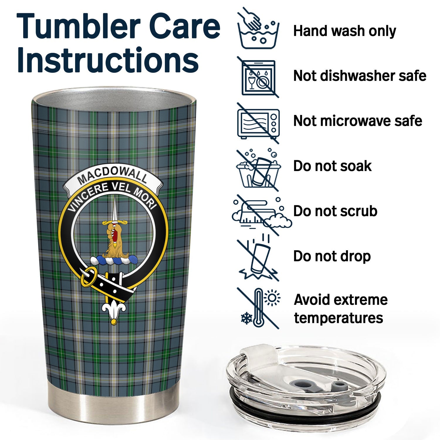 MacDowall Tartan Crest Tumbler