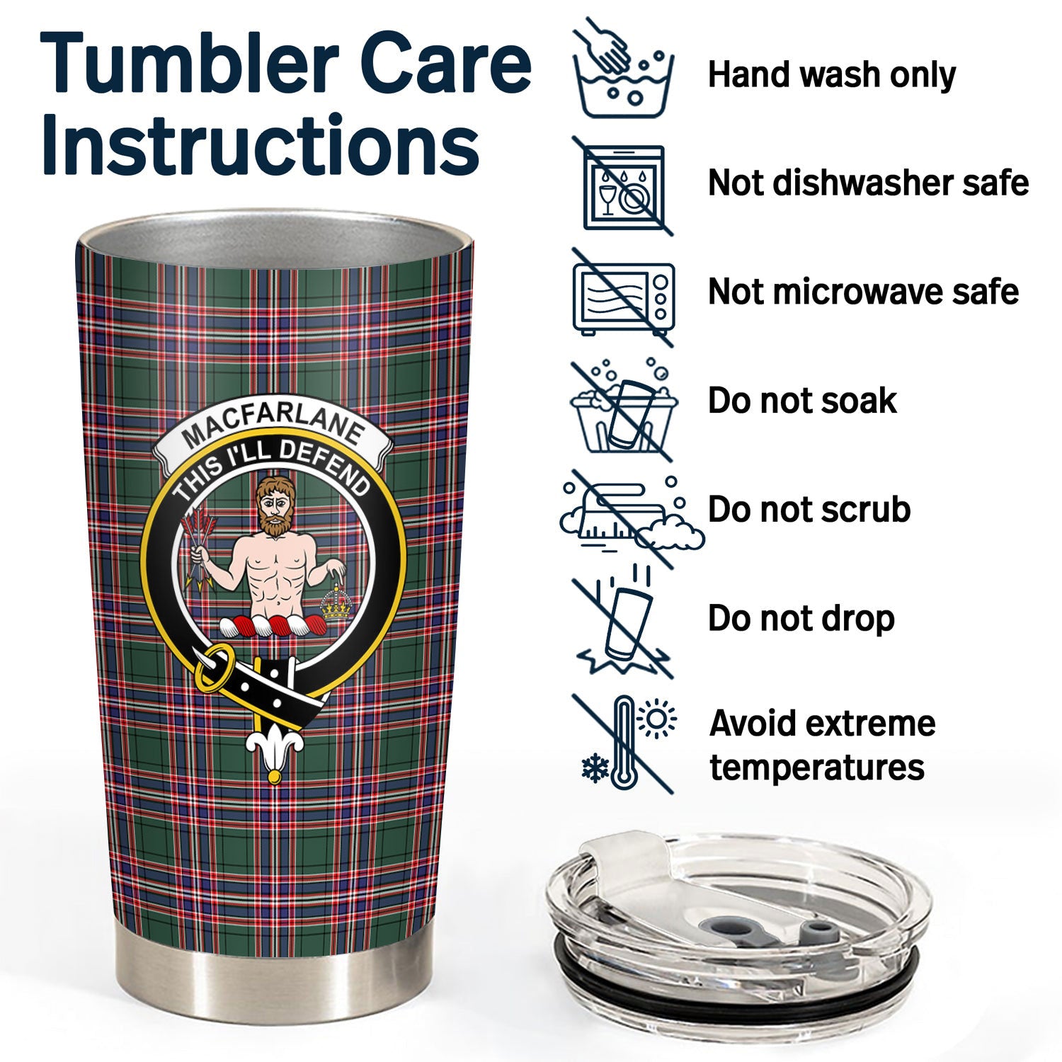 MacFarlane Hunting Modern Tartan Crest Tumbler