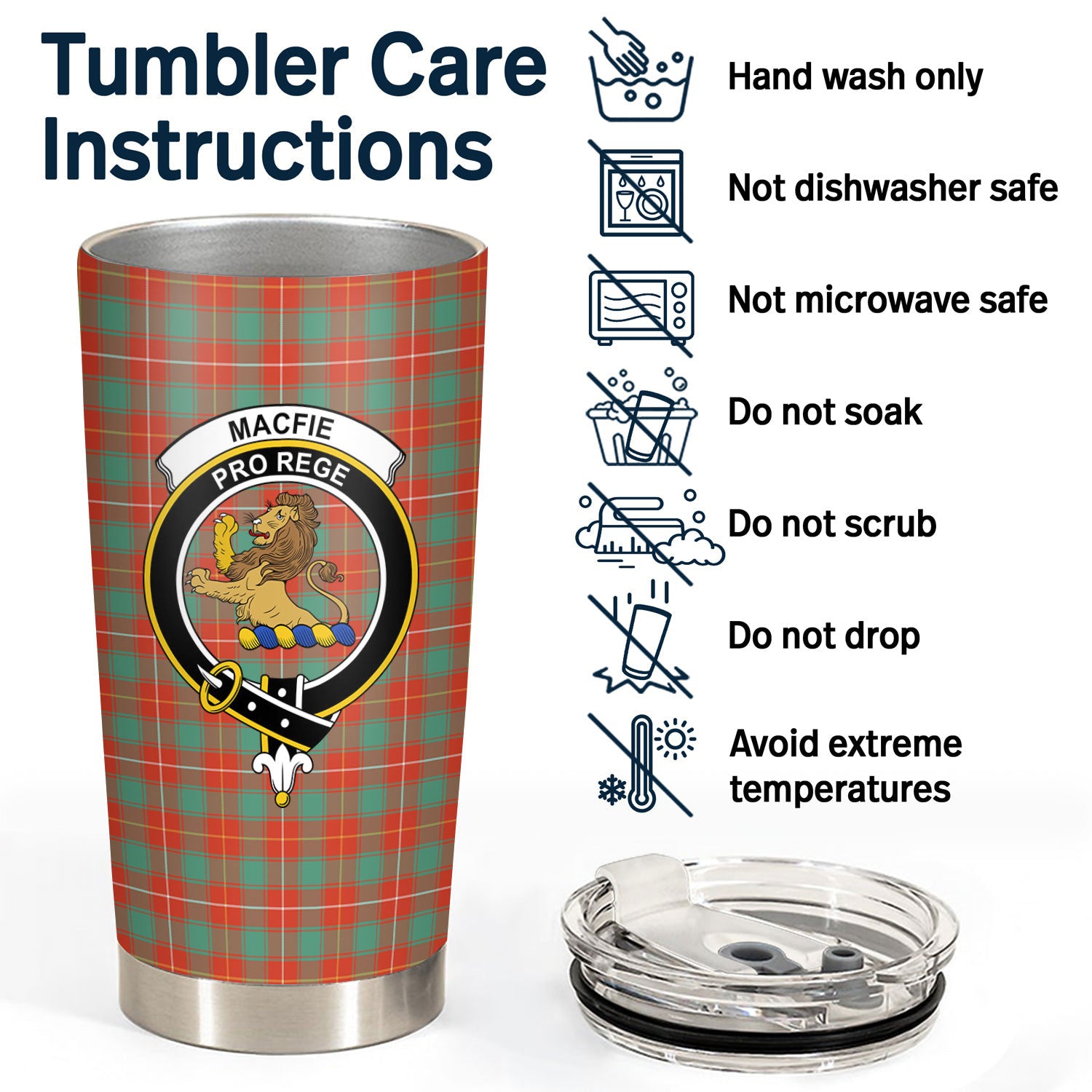 MacFie Ancient Tartan Crest Tumbler