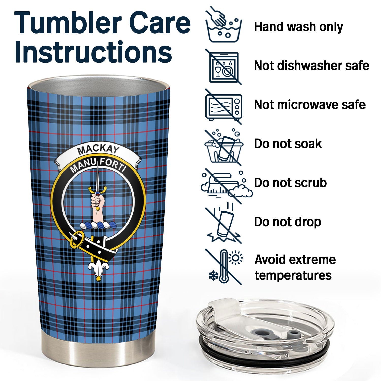 MacKay Blue Tartan Crest Tumbler