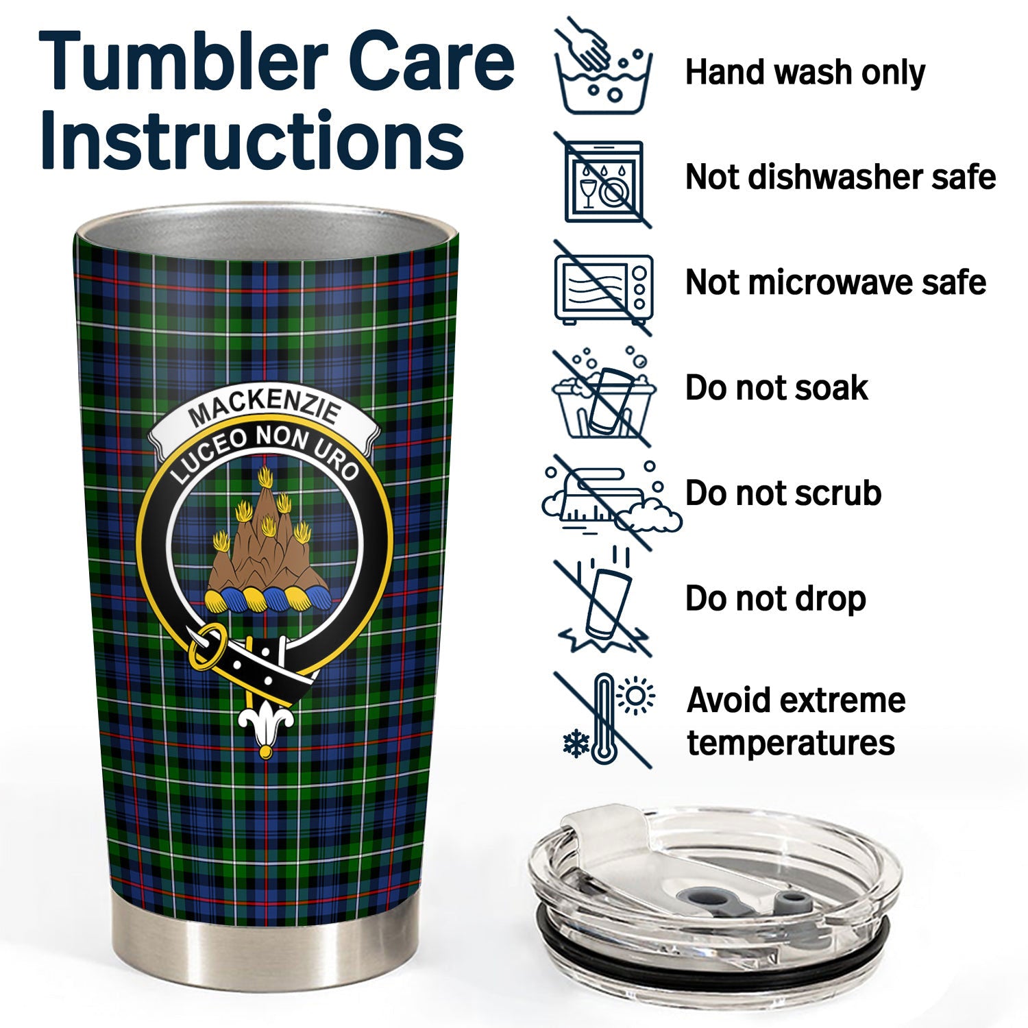 MacKenzie Modern Tartan Crest Tumbler