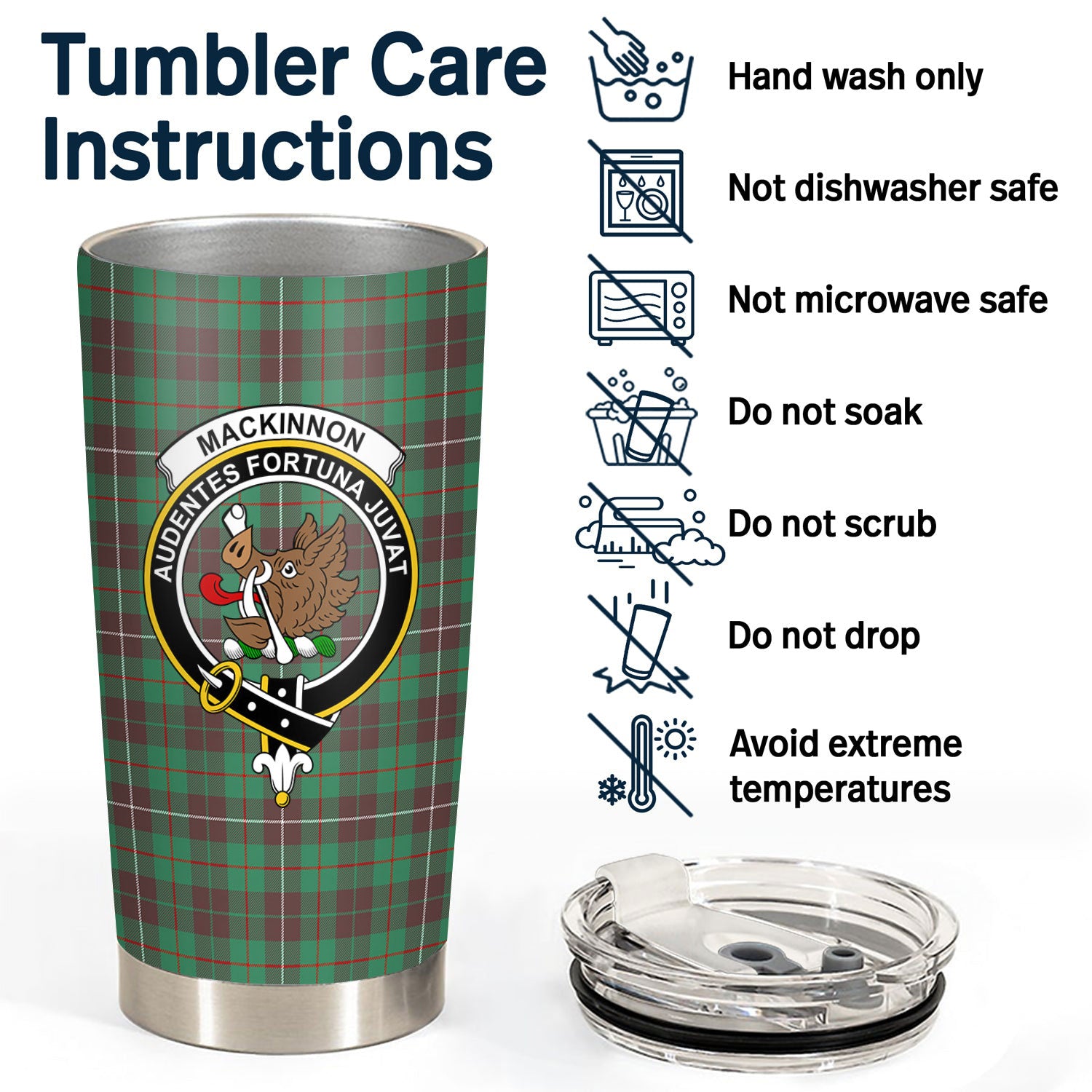 MacKinnon Hunting Ancient Tartan Crest Tumbler