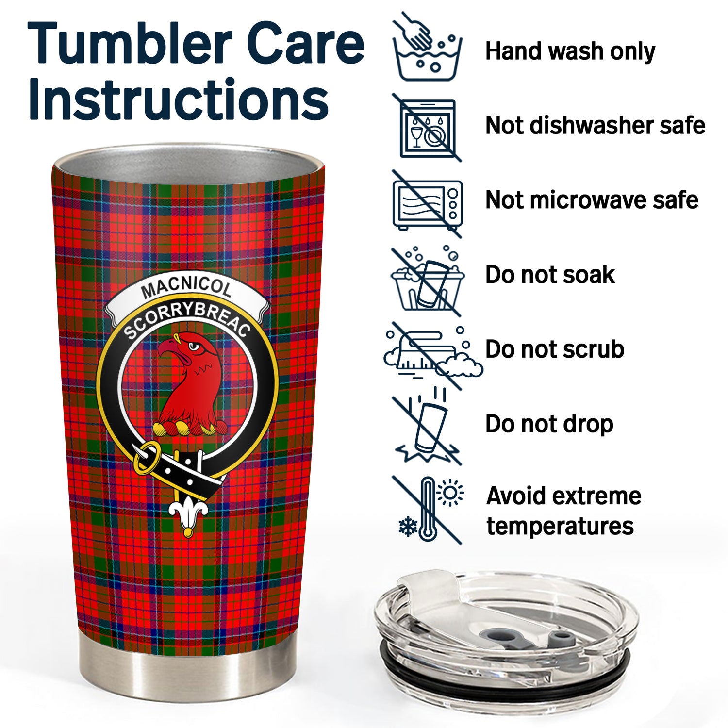 MacNicol (of Scorrybreac) Tartan Crest Tumbler