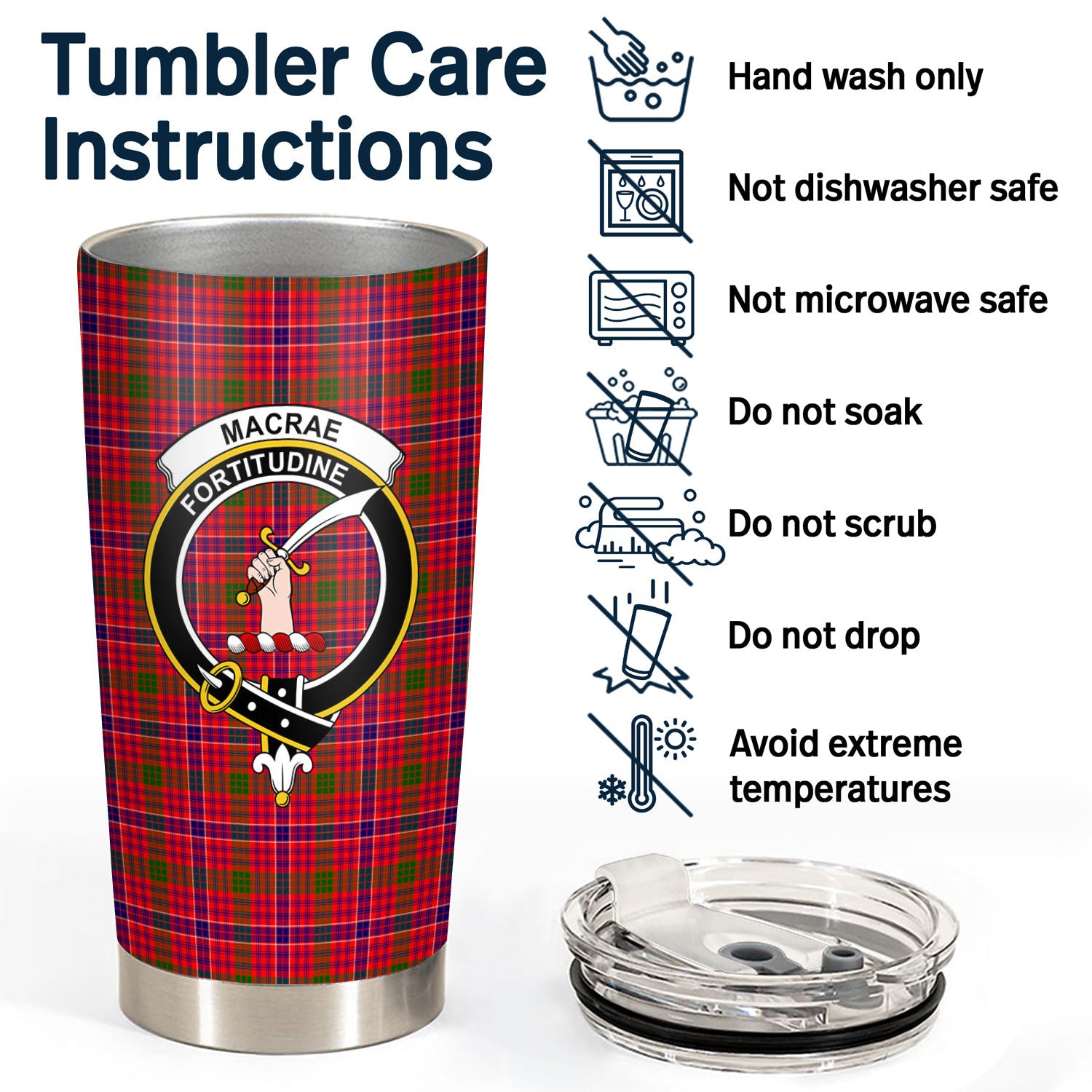 MacRae Modern Tartan Crest Tumbler