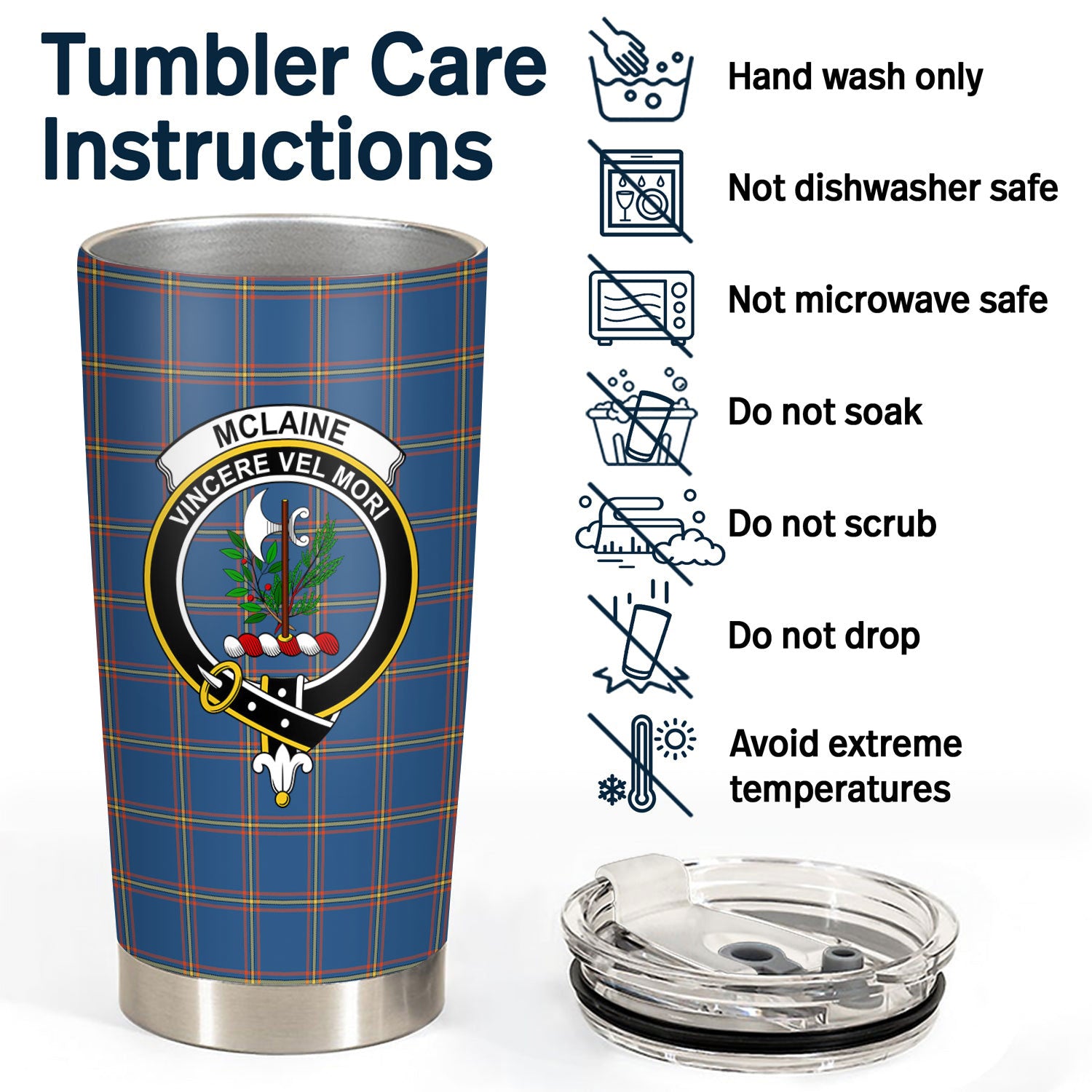 McLaine of Loch Buie Hunting Ancient Tartan Crest Tumbler