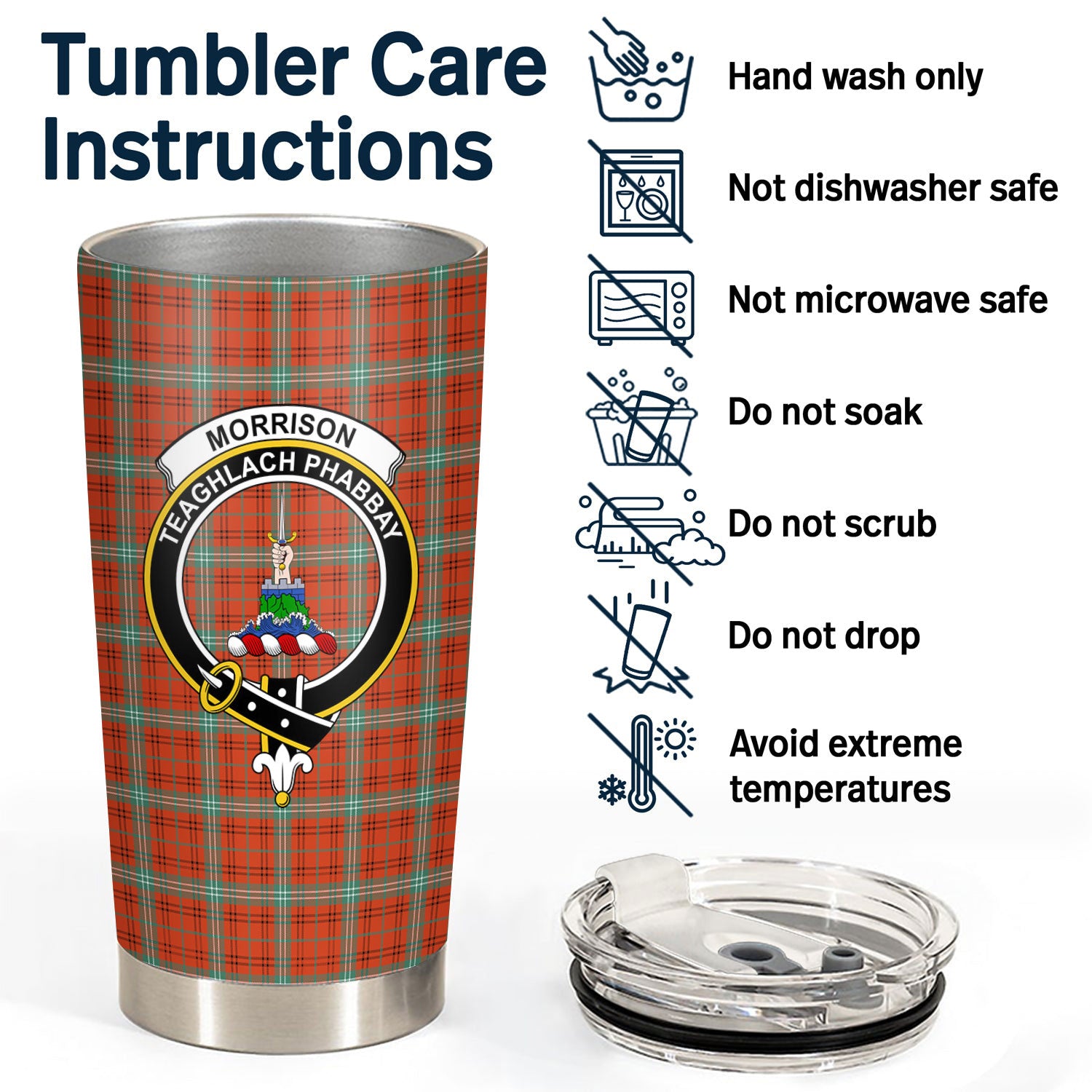 Morrison Red Ancient Tartan Crest Tumbler