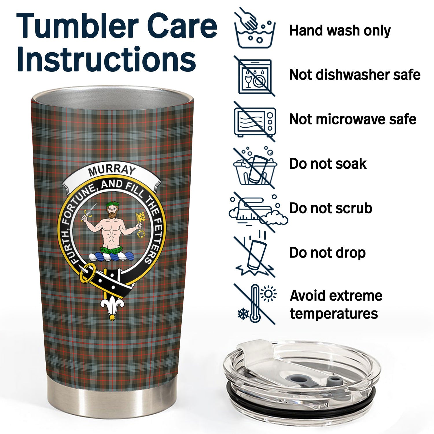 Murray of Atholl Weathered Tartan Crest Tumbler