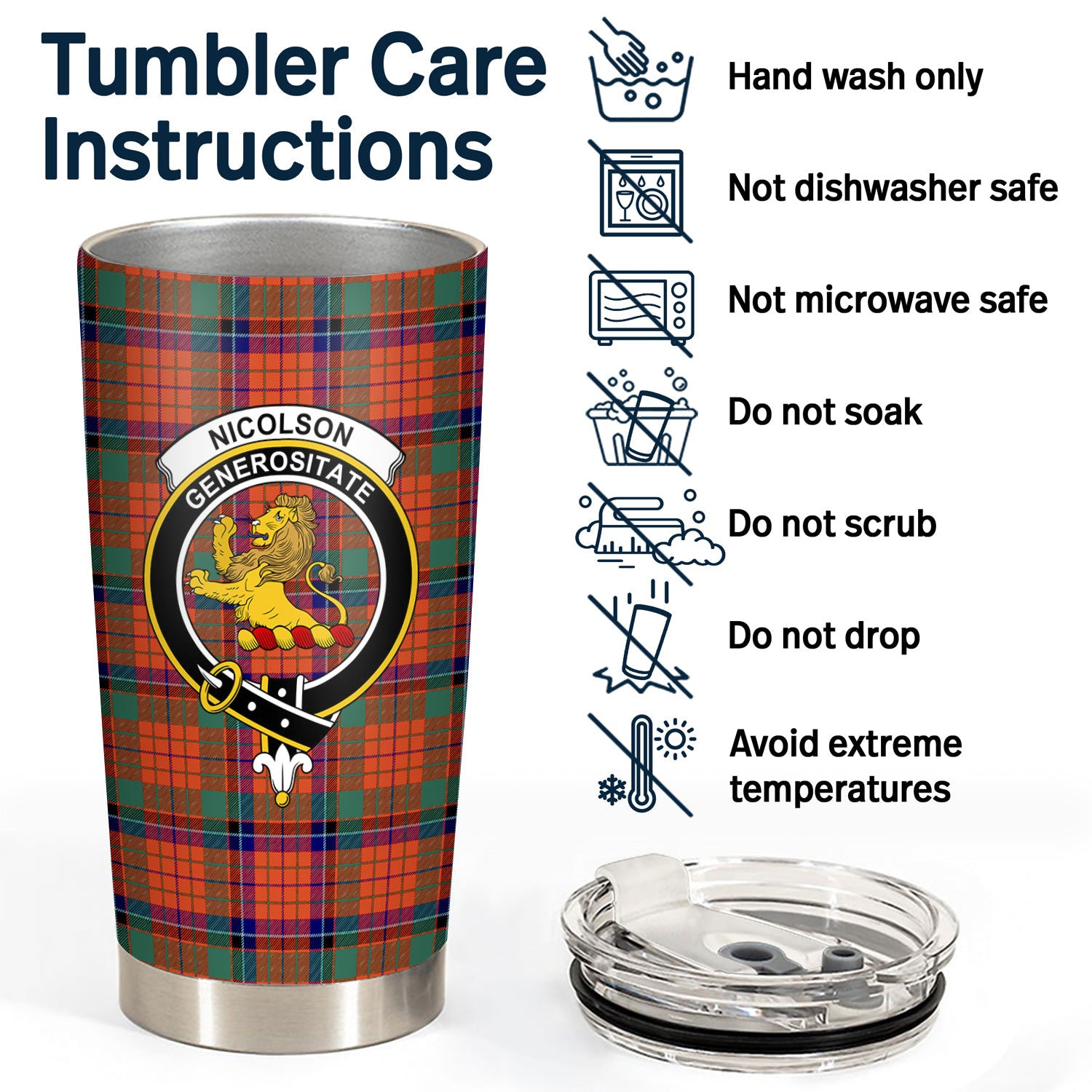 Nicolson Ancient Old Tartan Crest Tumbler