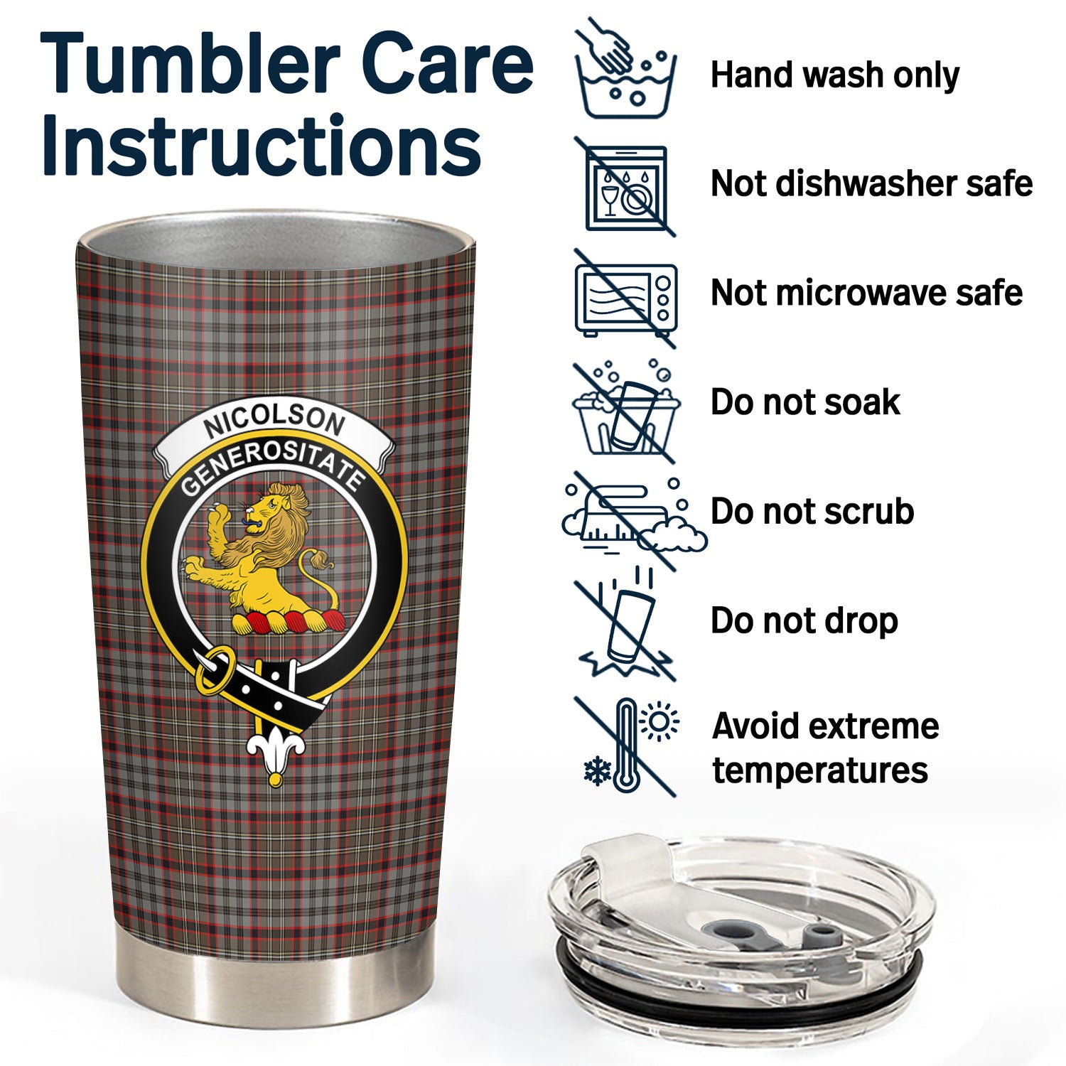 Nicolson Hunting Weathered Tartan Crest Tumbler