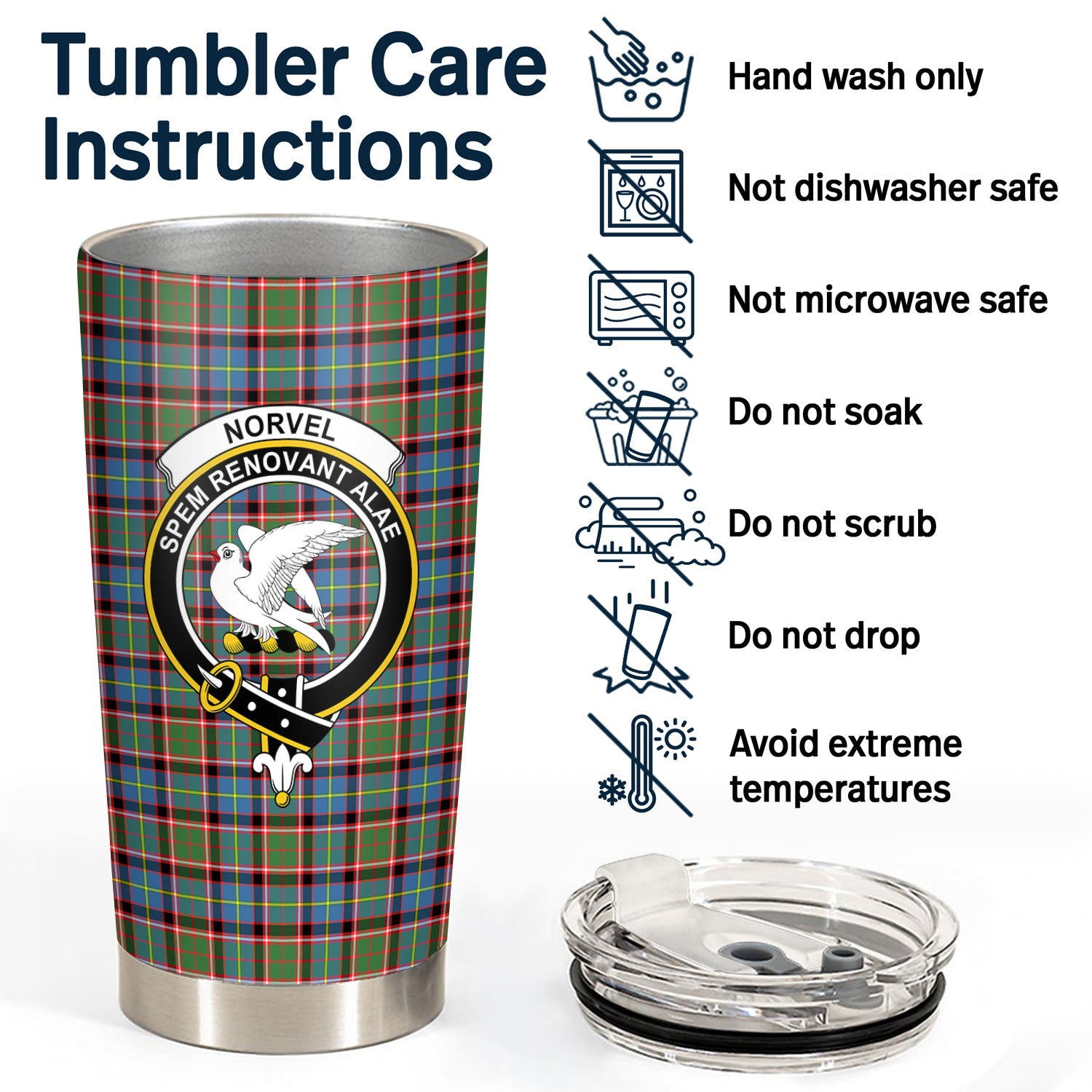 Norvel (or Norvill) Tartan Crest Tumbler