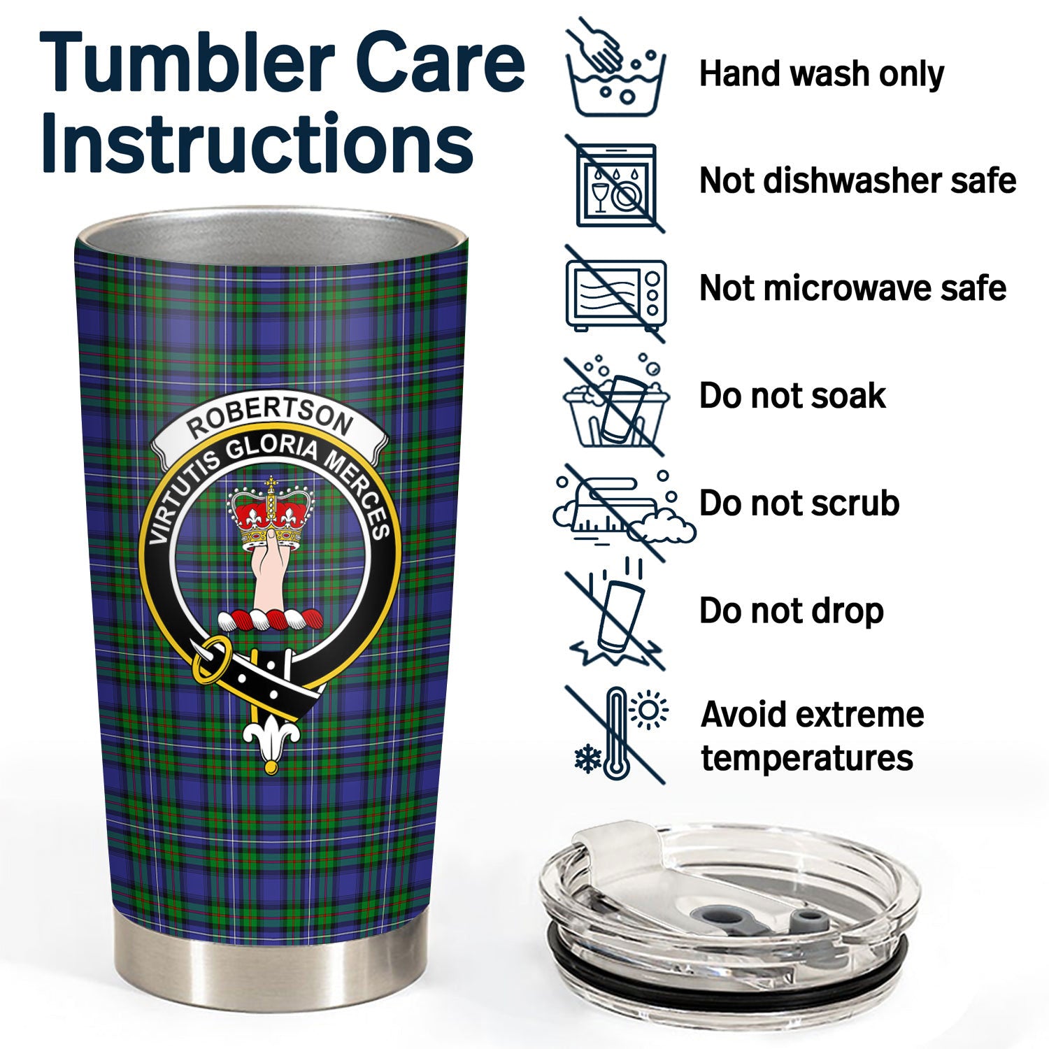 Robertson Hunting Modern Tartan Crest Tumbler