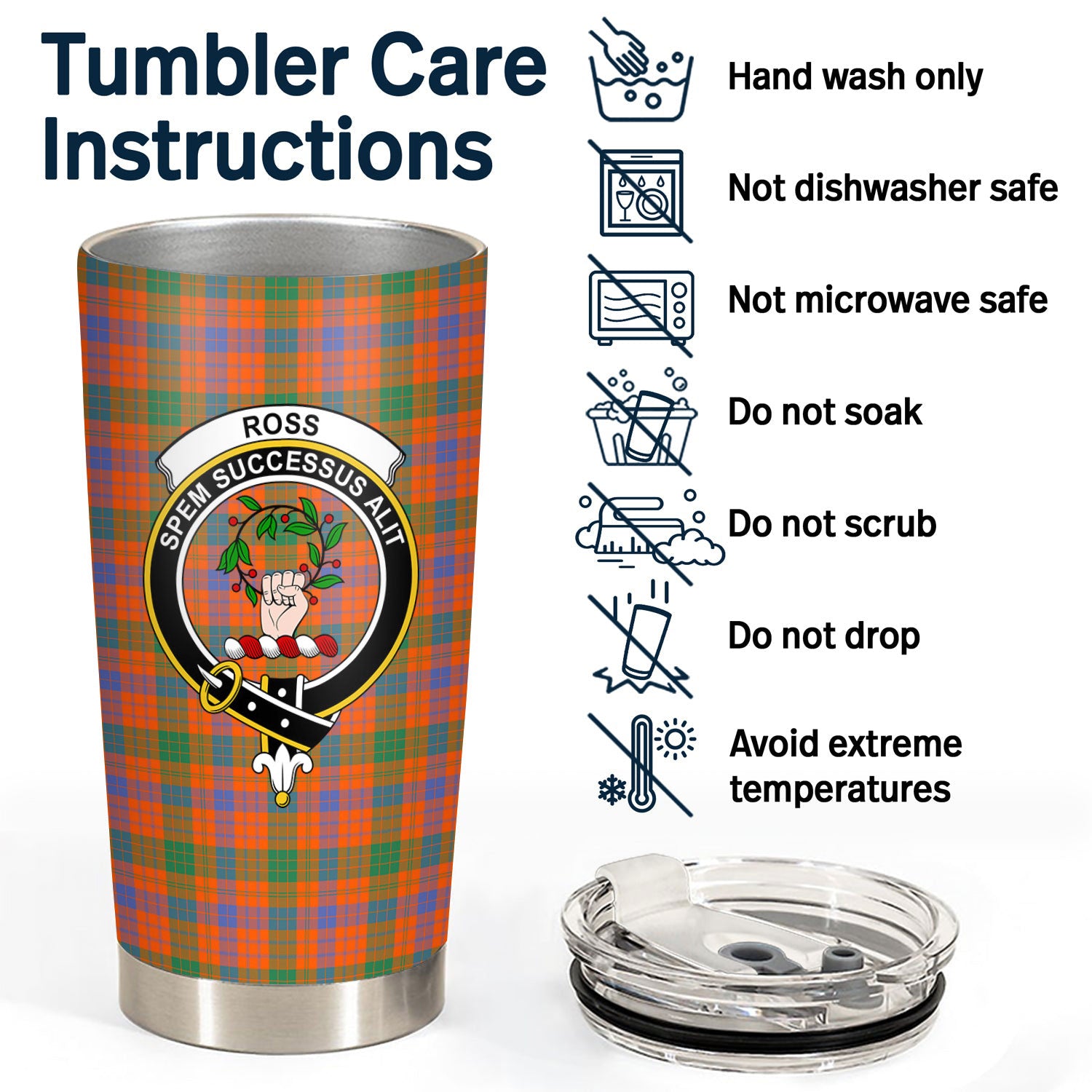 Ross Ancient Tartan Crest Tumbler