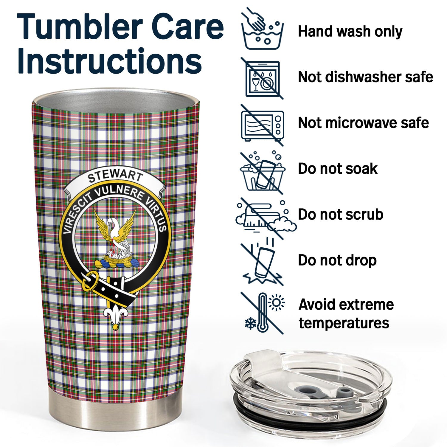 Stewart Dress Modern Tartan Crest Tumbler