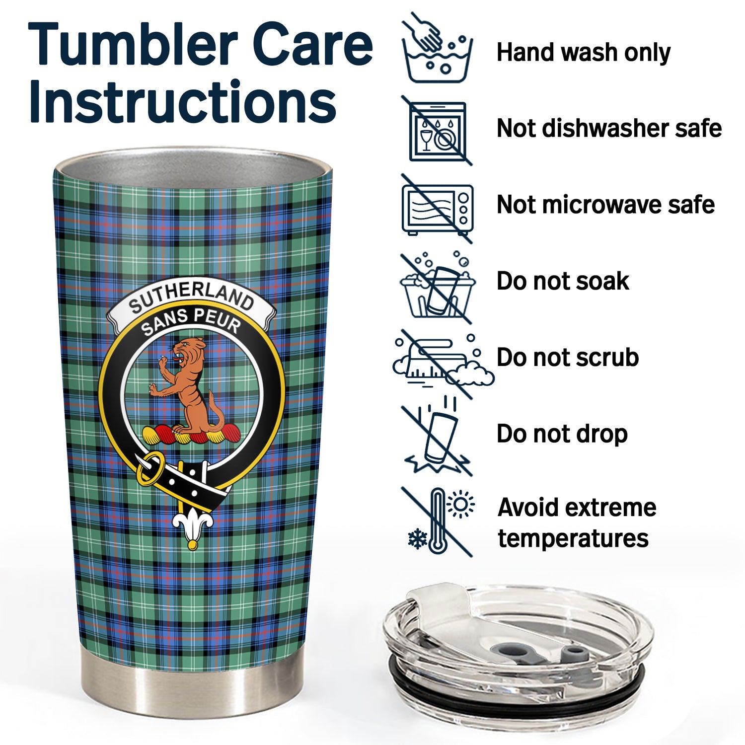 Sutherland Old Ancient Tartan Crest Tumbler