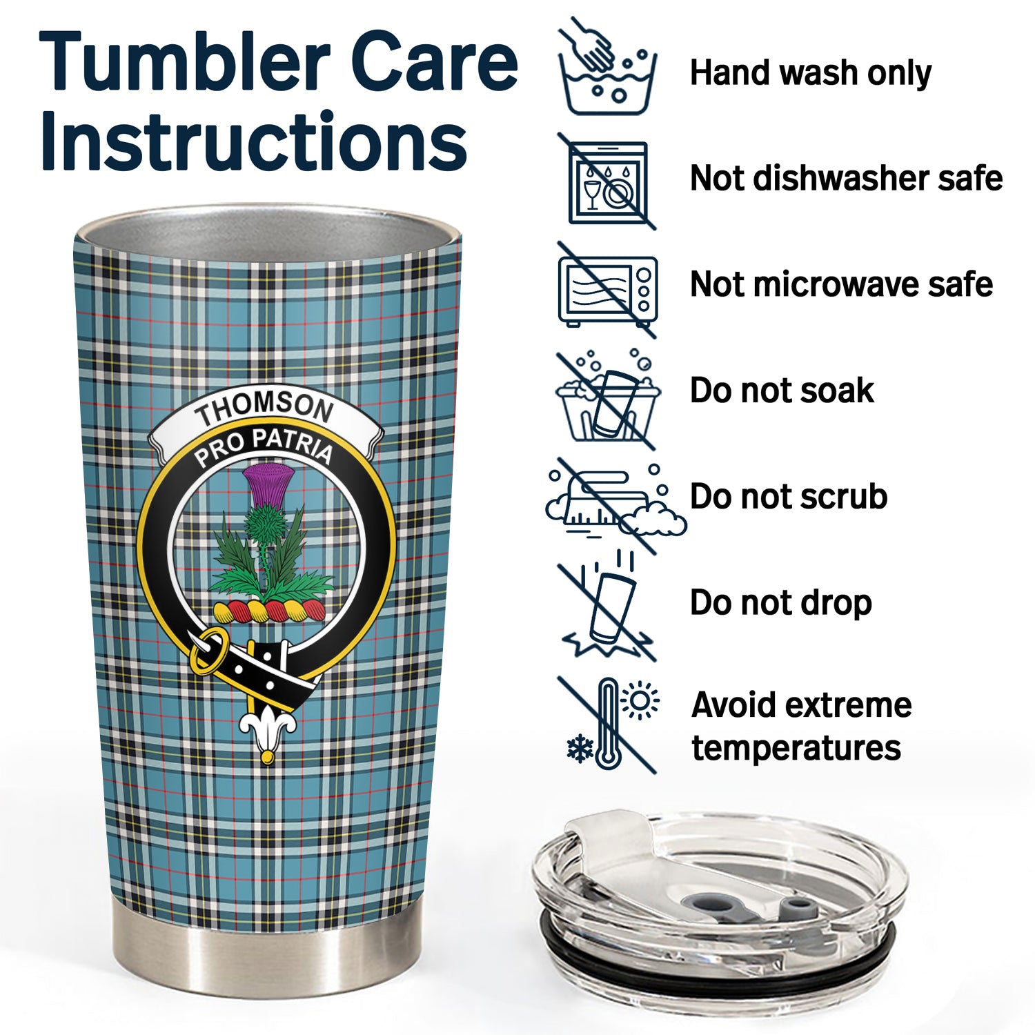 Thomson Blue Tartan Crest Tumbler