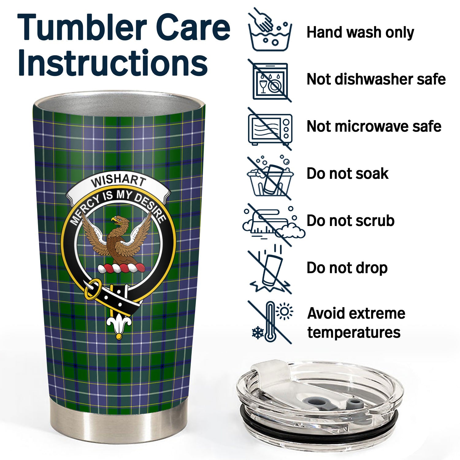 Wishart Hunting Tartan Crest Tumbler