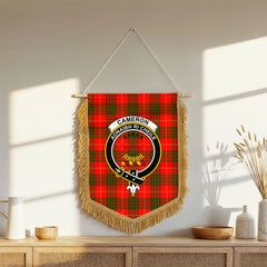 Cameron Modern Tartan Crest Wall Hanging Banner - Wood Pole