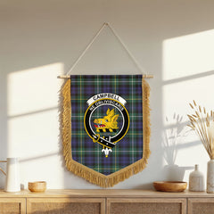 Campbell Argyll Modern Tartan Crest Wall Hanging Banner - Wood Pole