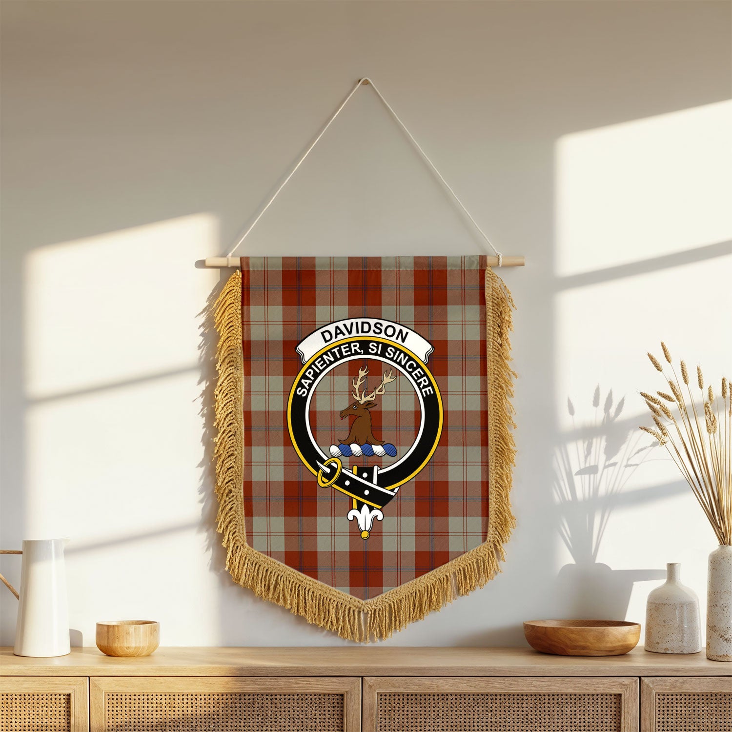 Davidson Dress Dancers Tartan Crest Wall Hanging Banner - Wood Pole