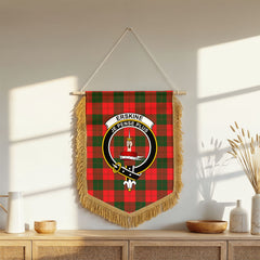 Erskine Modern Tartan Crest Wall Hanging Banner - Wood Pole