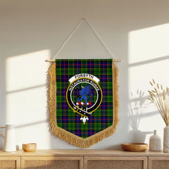 Forsyth Modern Tartan Crest Wall Hanging Banner - Wood Pole