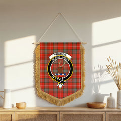 Fraser (of Lovat) Weathered Tartan Crest Wall Hanging Banner - Wood Pole
