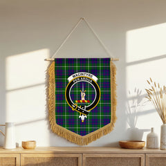 MacIntyre Hunting Modern Tartan Crest Wall Hanging Banner - Wood Pole