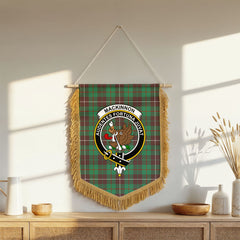 MacKinnon Hunting Ancient Tartan Crest Wall Hanging Banner - Wood Pole