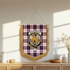 MacPherson Hunting Modern Tartan Crest Wall Hanging Banner - Wood Pole