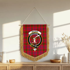 MacRae Modern Tartan Crest Wall Hanging Banner - Wood Pole