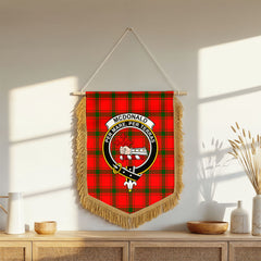 McDonald of Sleat Tartan Crest Wall Hanging Banner - Wood Pole