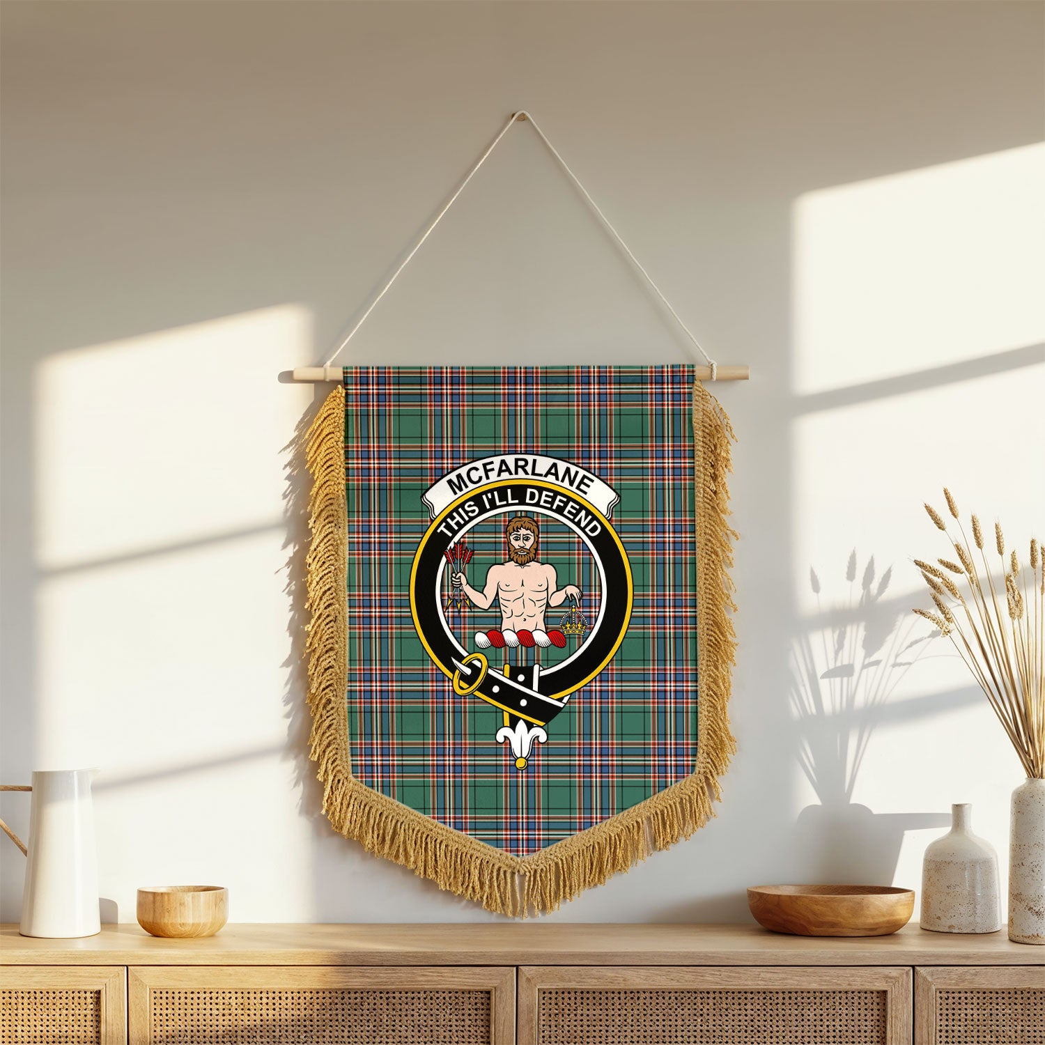 McFarlane Hunting Ancient Tartan Crest Wall Hanging Banner - Wood Pole