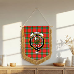 McLaine of Loch Buie Tartan Crest Wall Hanging Banner - Wood Pole