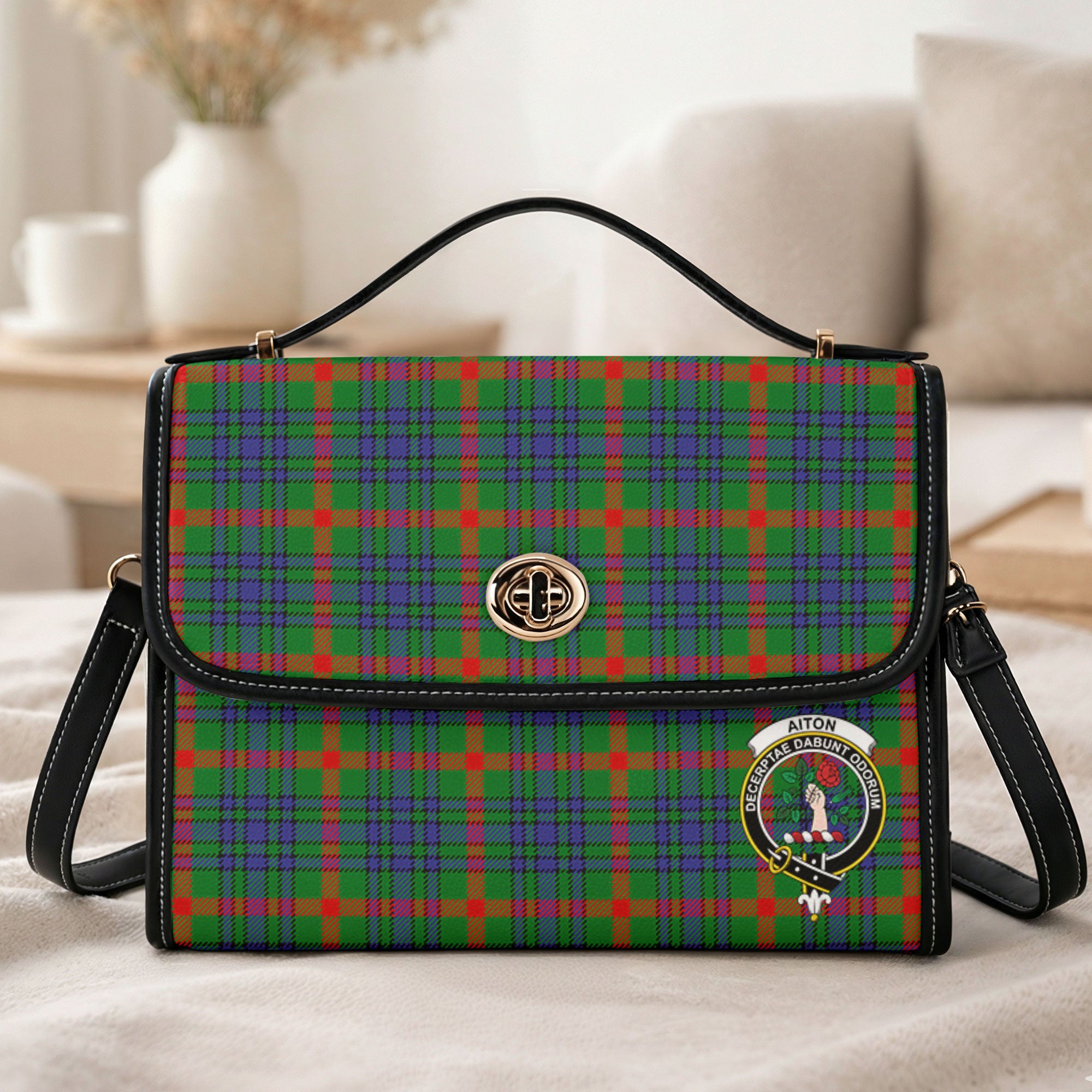 Aiton Tartan Crest Satchel Bag