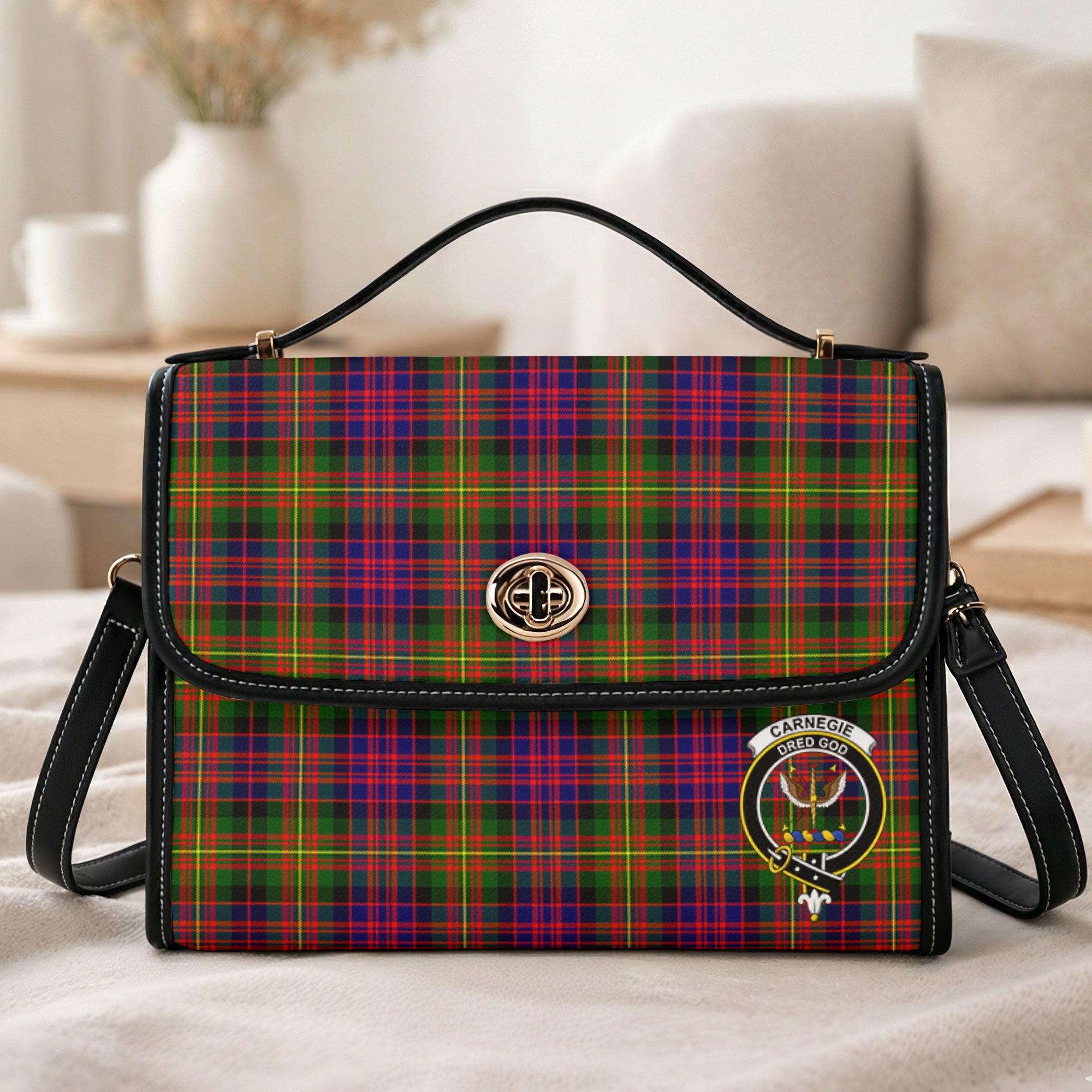 Carnegie Modern Tartan Crest Satchel Bag