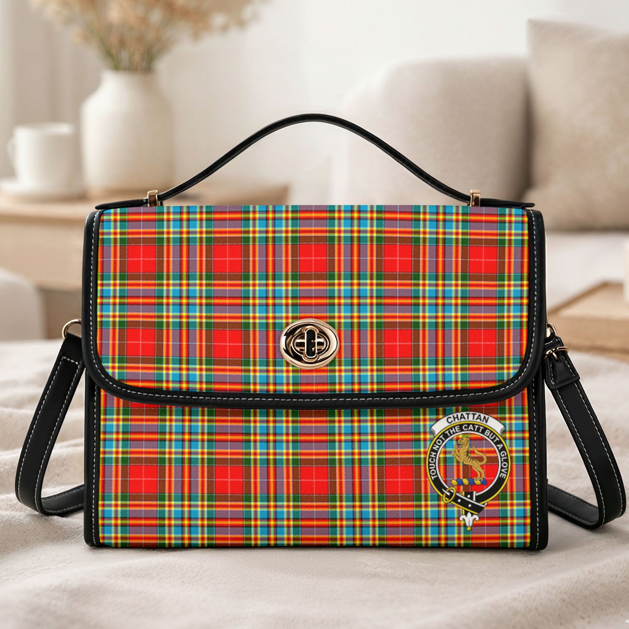 Chattan Tartan Crest Satchel Bag