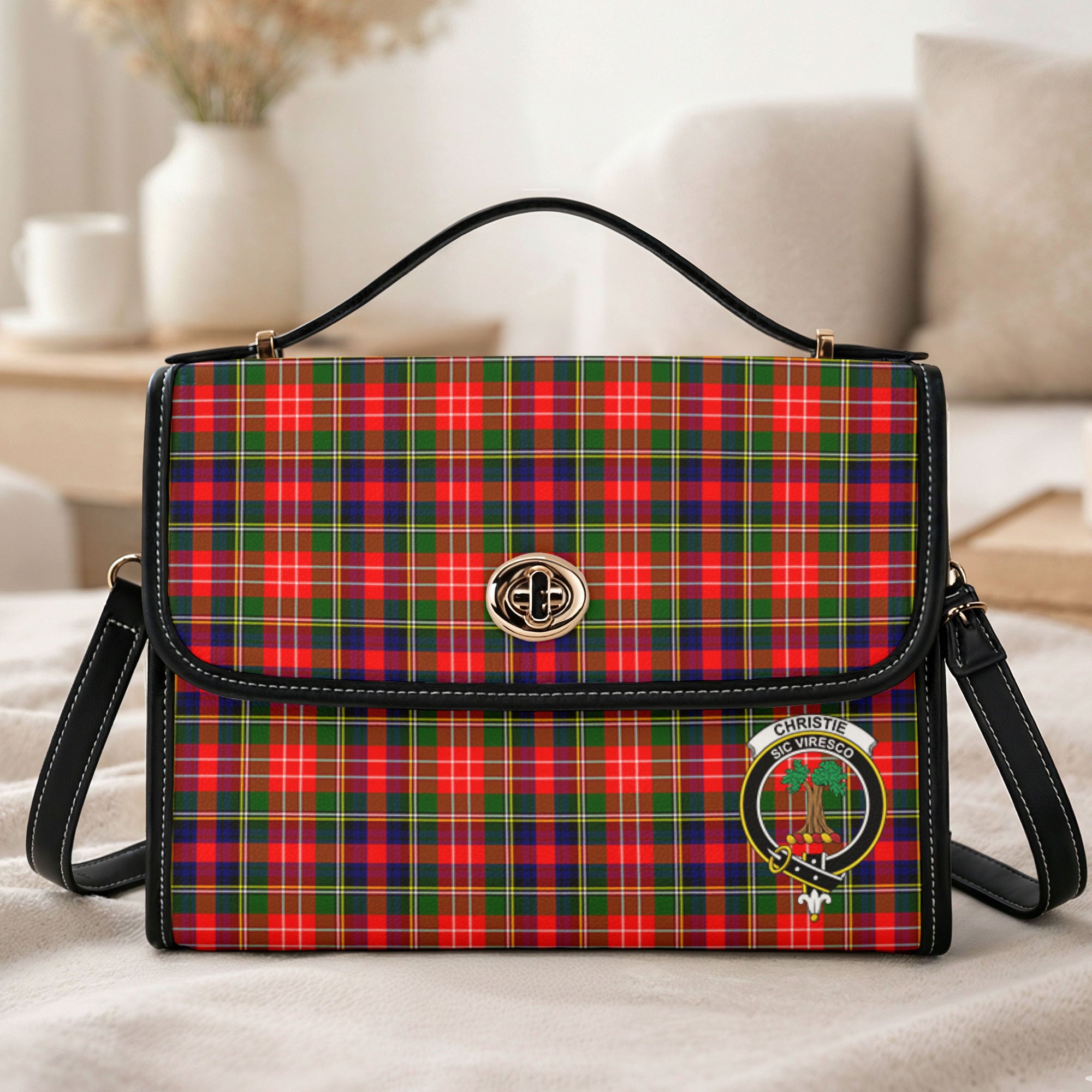 Christie Tartan Crest Satchel Bag