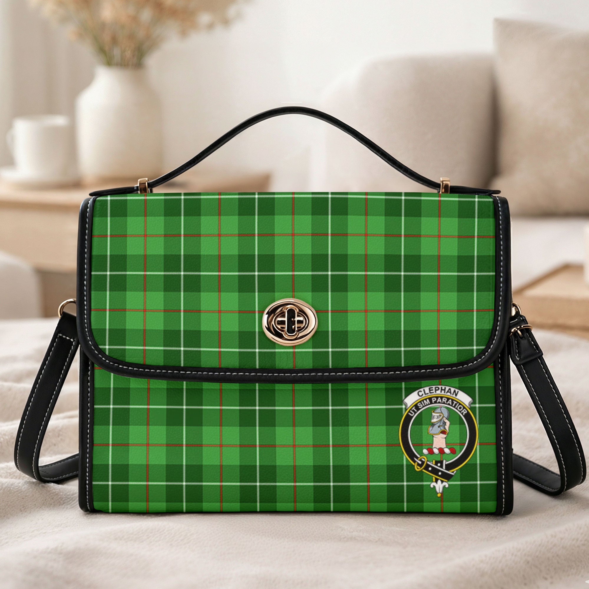 Clephan (or Clephane) Tartan Crest Satchel Bag