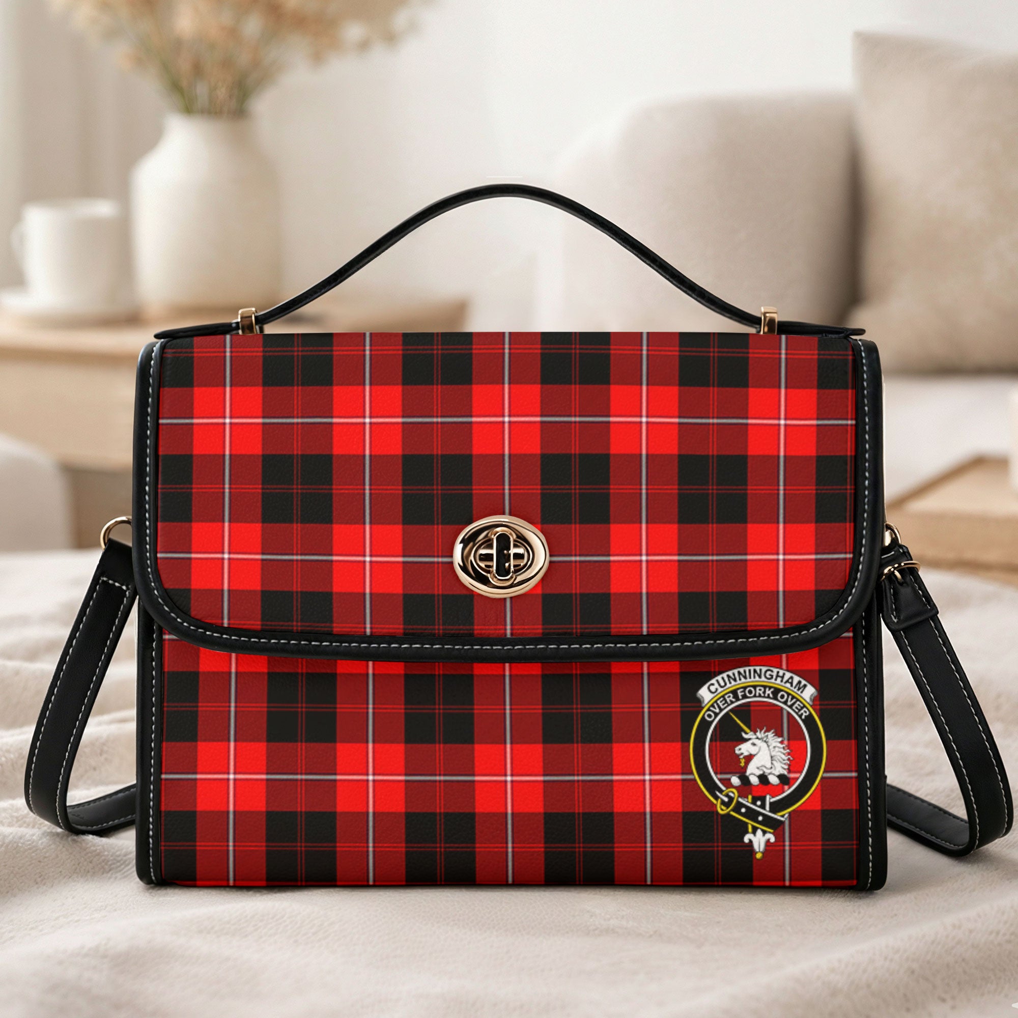 Cunningham Modern Tartan Crest Satchel Bag