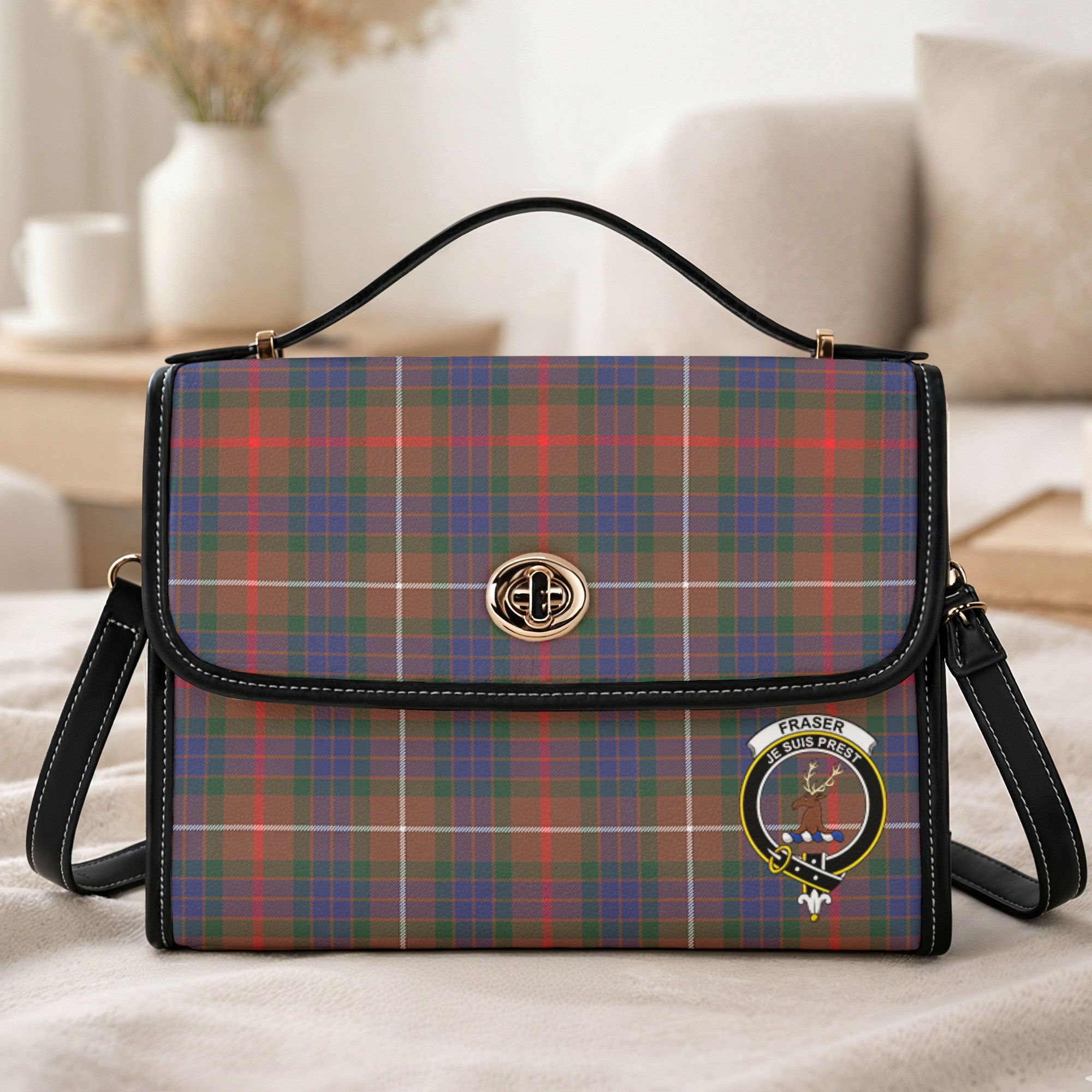 Fraser (of Lovat) Hunting Modern Tartan Crest Satchel Bag